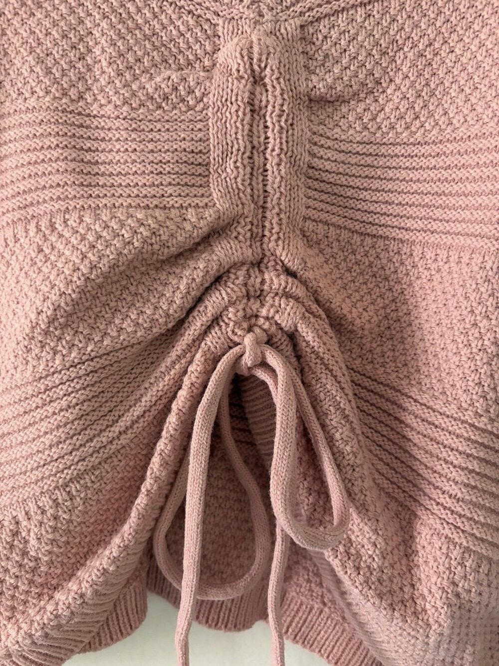 Slouchy Ruched Pink Cropped Sweater L M V Neck Coquette Fairy Full Circle Trends - Picture 3 of 8
